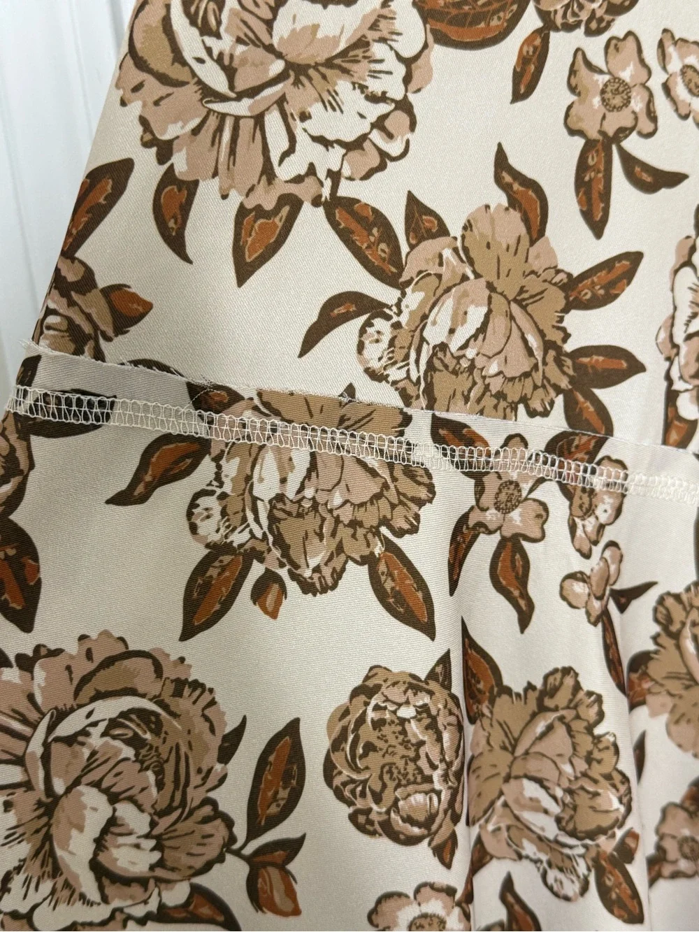 Neutral Floral Midi Skirt Romantic Cottagecore A-Line Skirt - Picture 5 of 12